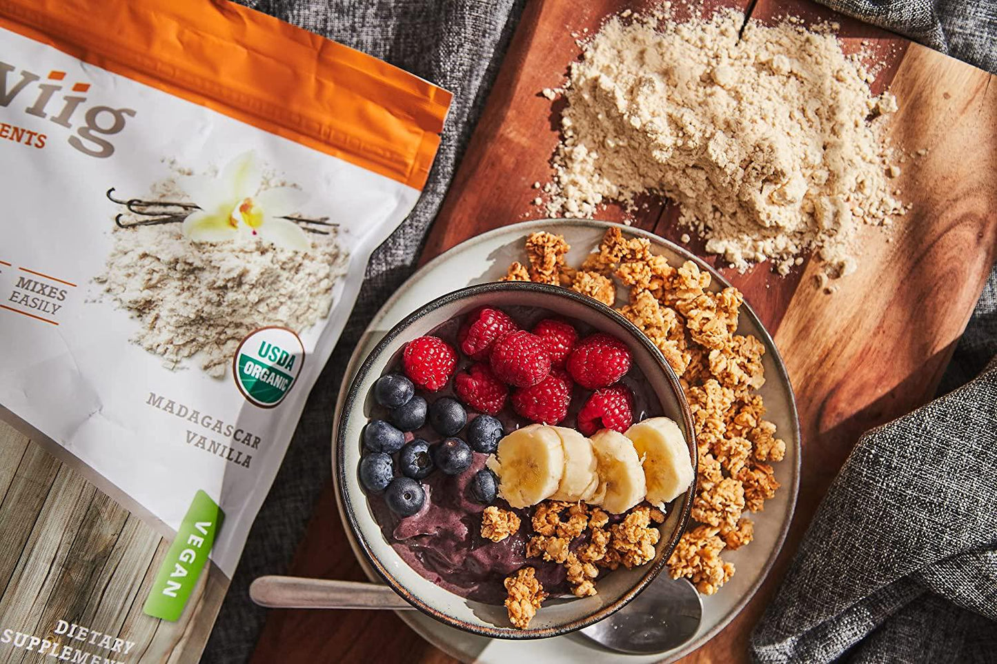 swiig Organic Vanilla Ancient Grains Plant Protein, Vegan, No Artificial Flavors, Colors or Sweeteners, No Fillers, 2.48 lb Bag