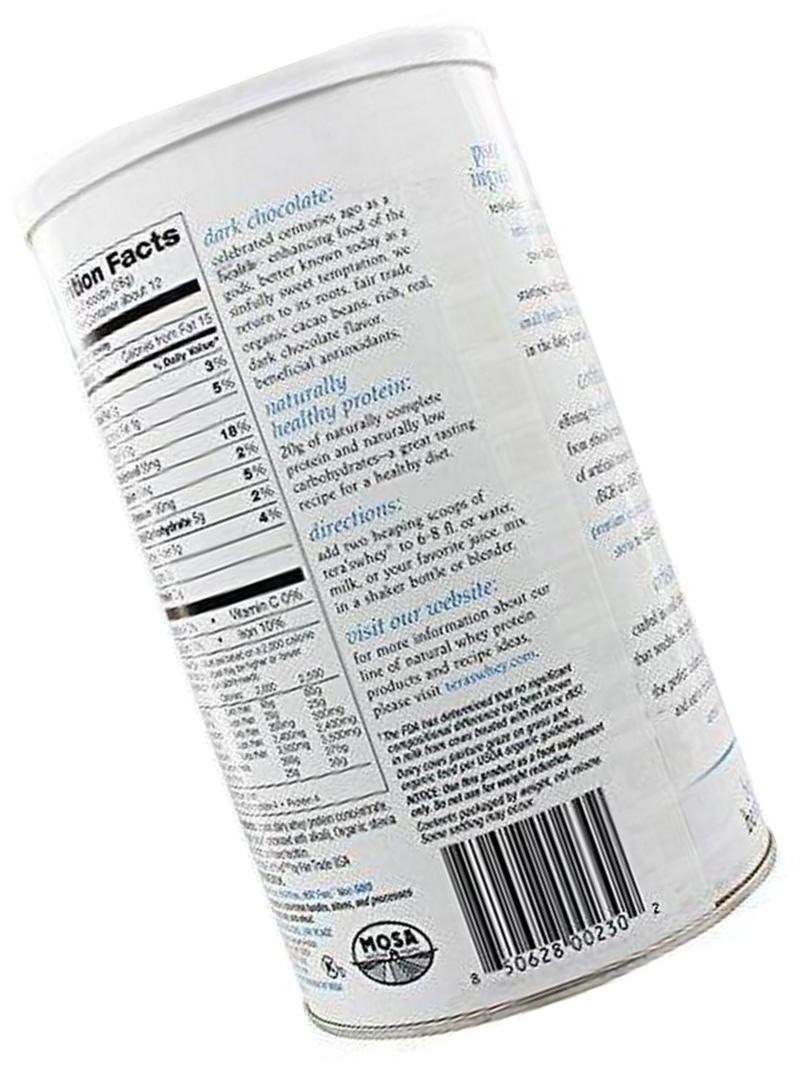 tera's: Organic Whey Protein, Fair Trade Certified Dark Chocolate Cocoa, 12 oz