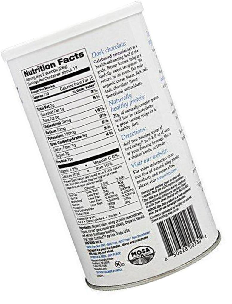 tera's: Organic Whey Protein, Fair Trade Certified Dark Chocolate Cocoa, 12 oz