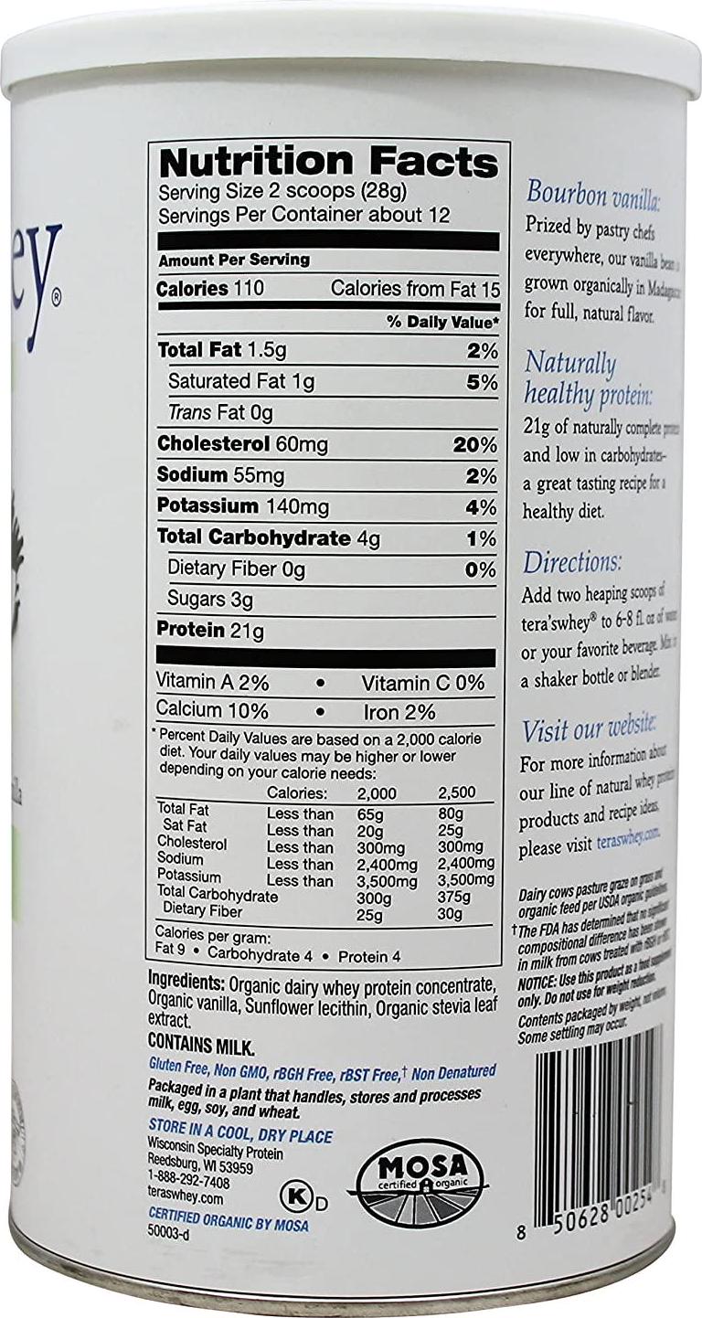 teraswhey Organic Whey Protein, Bourbon Vanilla 12 oz