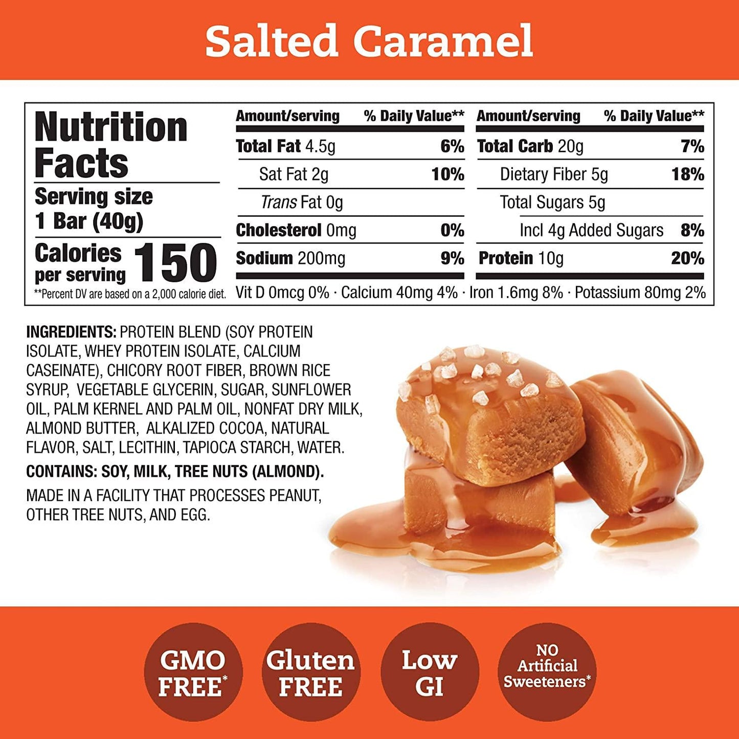 thinkThin Protein and Fiber Bars, Salted Caramel, 1.41 oz Bar (10 Count)
