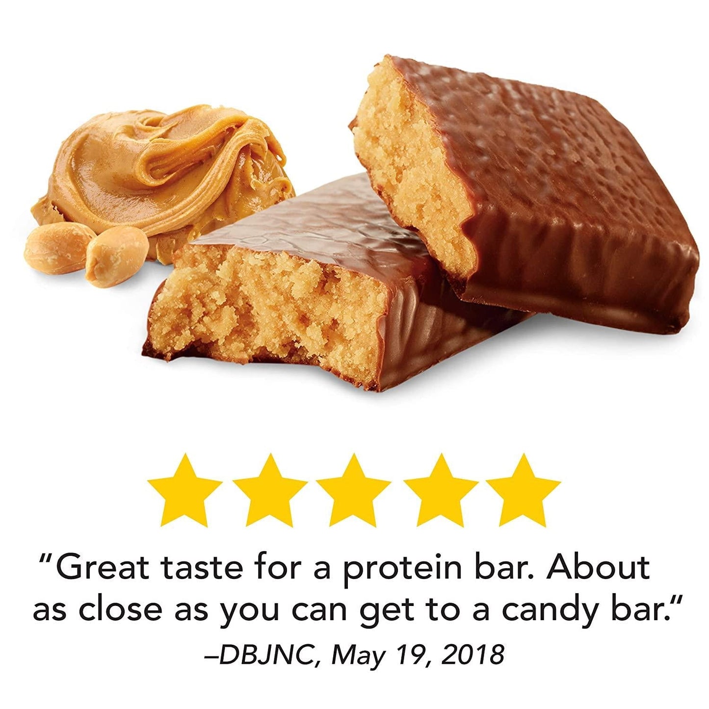 think! Protein Bars, High Protein Snacks, Gluten Free, Sugar Free Energy Bar with Whey Protein Isolate, Creamy Peanut Butter, Nutrition Bars without Artificial Sweeteners, 2.1 Oz , 5 Count - Pack of 6