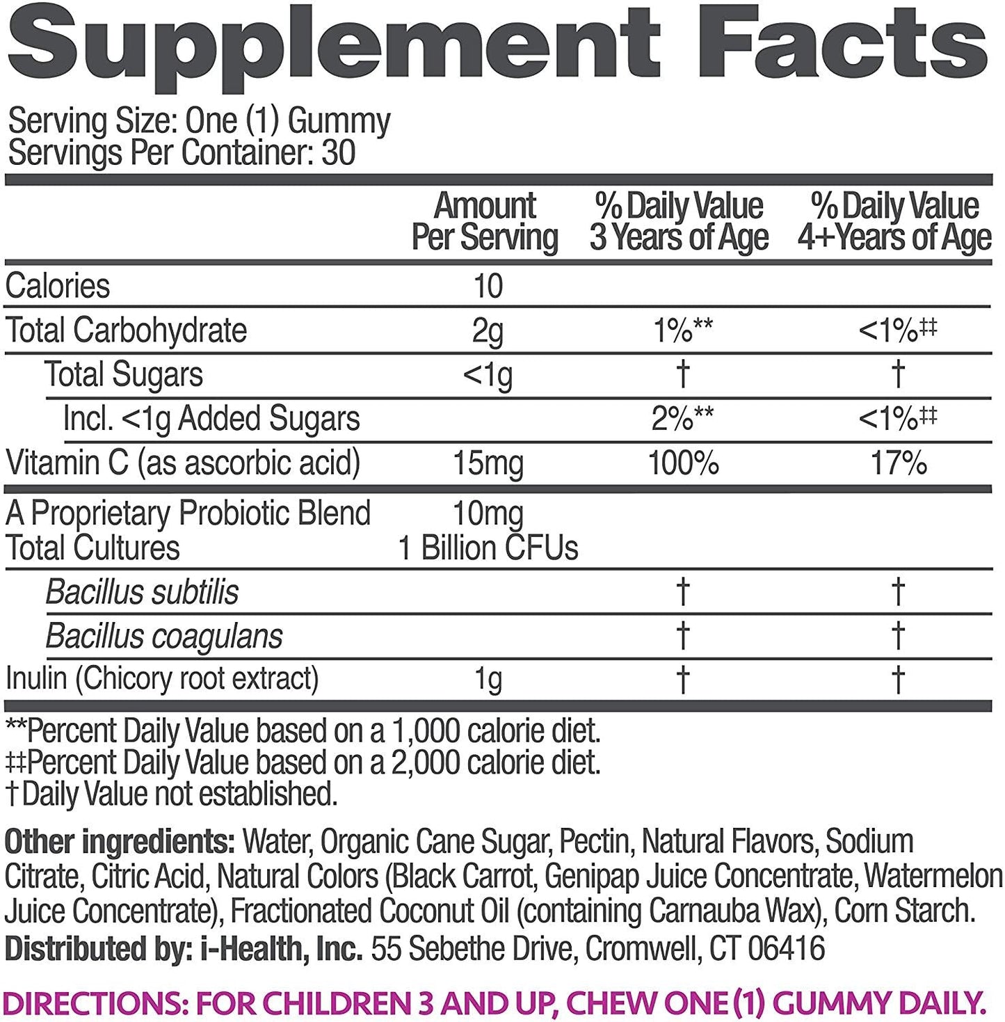 up4 Kids Probiotic Gummies | Digestive and Immune Support | Gelatin-free, Vegan, Non-GMO | With prebiotic and vitamin C | For ages 3+ | 30 count