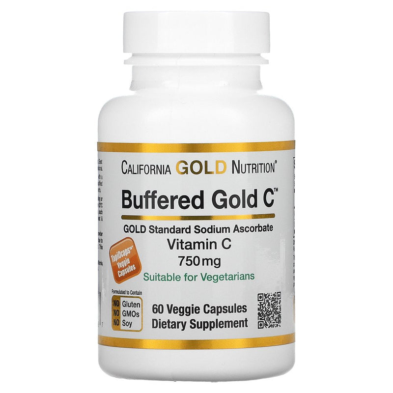 Buffered Vitamin C Capsules, 750 Mg, 60 Veggie Capsules, California Gold Nutrition, 3 Pack