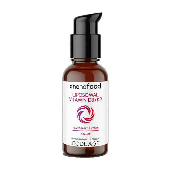 Codeage Nanofood Liposomal Vitamin D3 + K2 Liquid Drops Supplement, Vegan D3 Cholecalciferol, MK-7, 2 Fl Oz