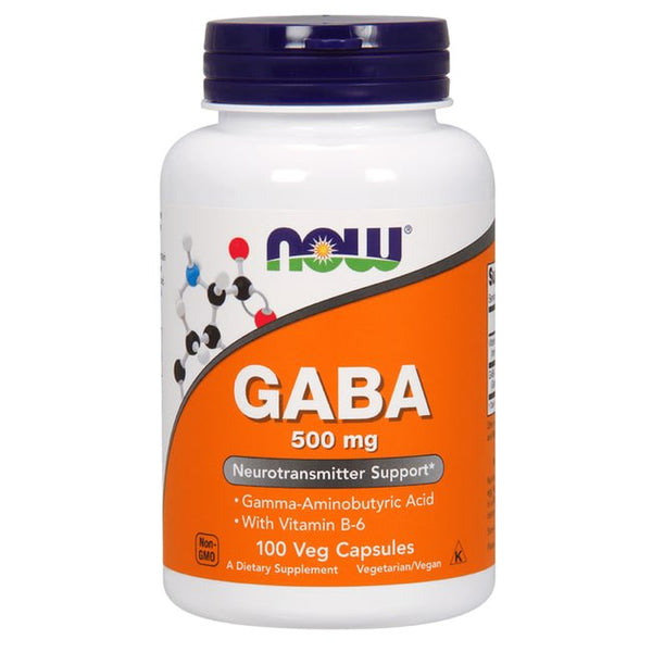 NOW Supplements, GABA (Gamma-Aminobutyric Acid) 500 Mg + B-6, 100 Veg Capsules
