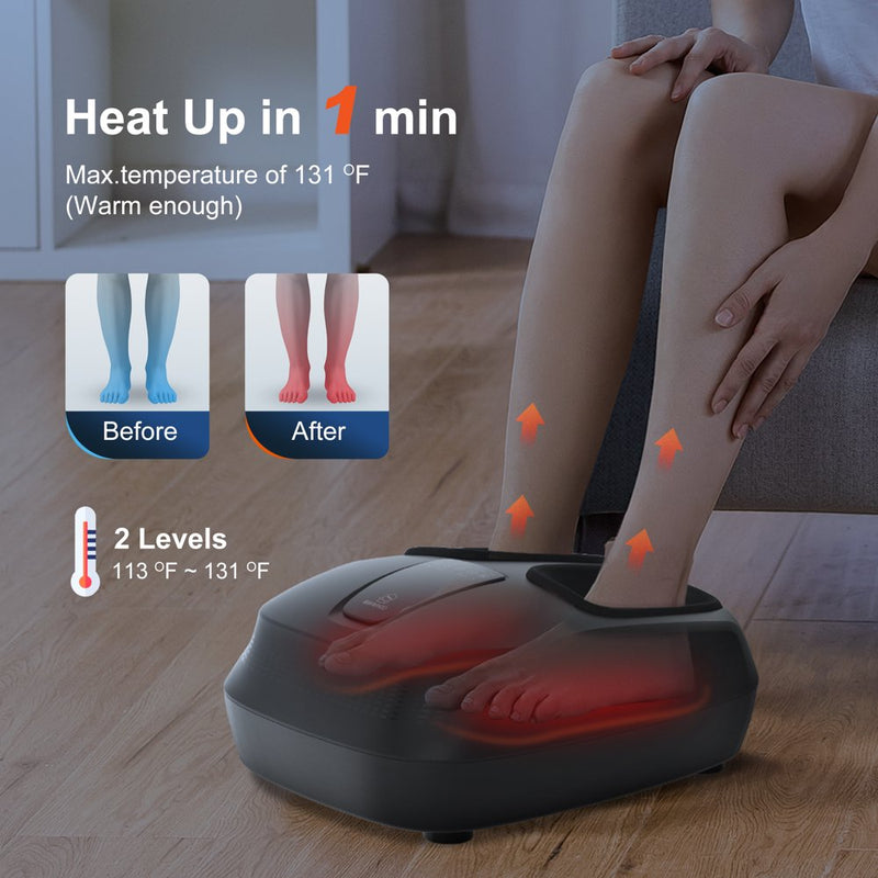 Comfier Shiatsu Foot Massager Machine with Heat, Rolling Compression Feet Massager for Tired Foot Blood Circulation, Size up to 13”