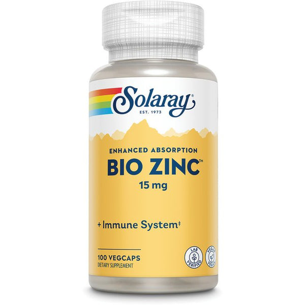 Solaray Bio Zinc 15 Mg | Triple Zinc Complex for Healthy Immune System, Endocrine & Cell Function Support | 100 Vegcaps