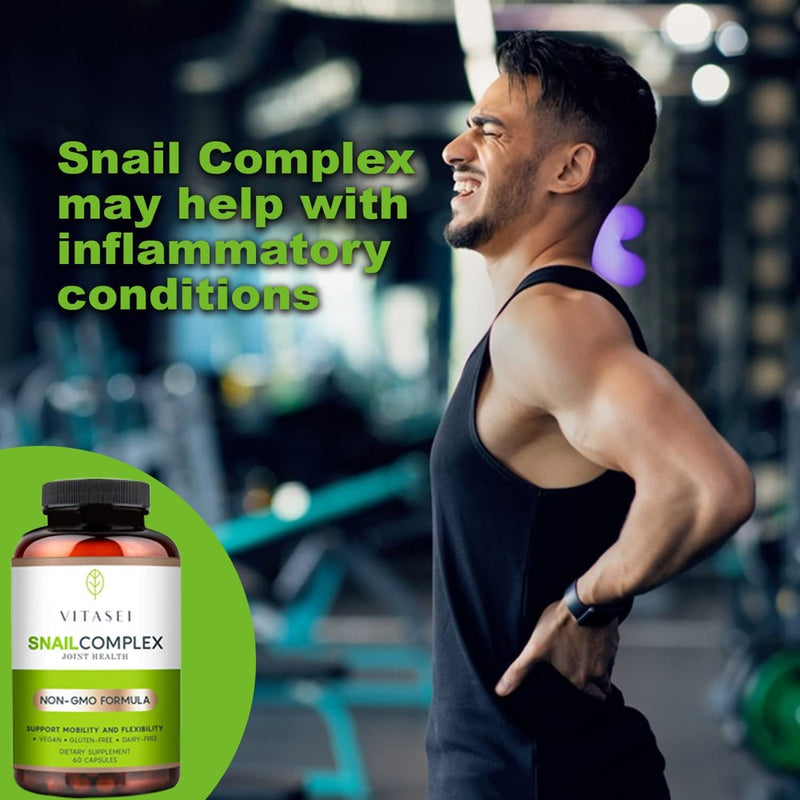 VITASEI Snail Complex Collagen Joint Support Supplement for Women & Men, Supports Mobility & Flexibility, Organic Dietary MSM Supplement, Non-Gmo, Gluten-Free - 60 Pills (Pack of 3)