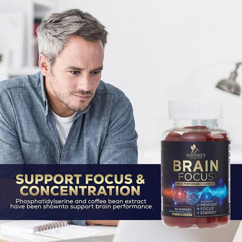 Brain Support Focus Supplement Gummies - Brain Booster - 60 Gummies