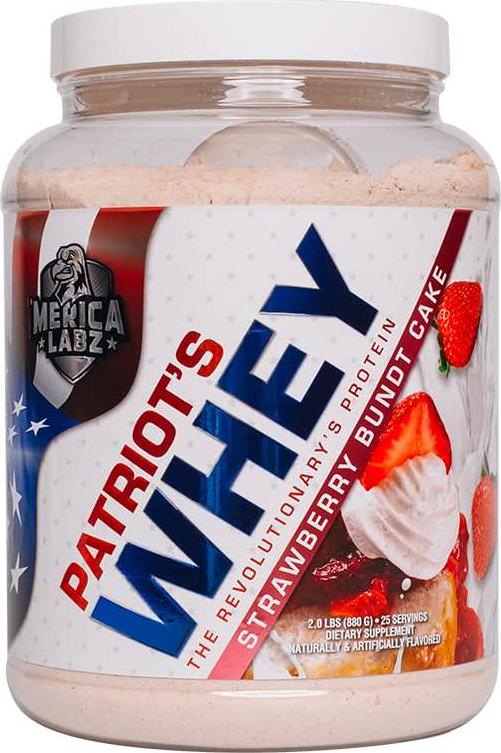 &#039;Merica Labz Patriot&#039;s Whey, The Revolutionary&#039;s Protein, 25G Protein, 25 Servings (Strawberry Bundt Cake)
