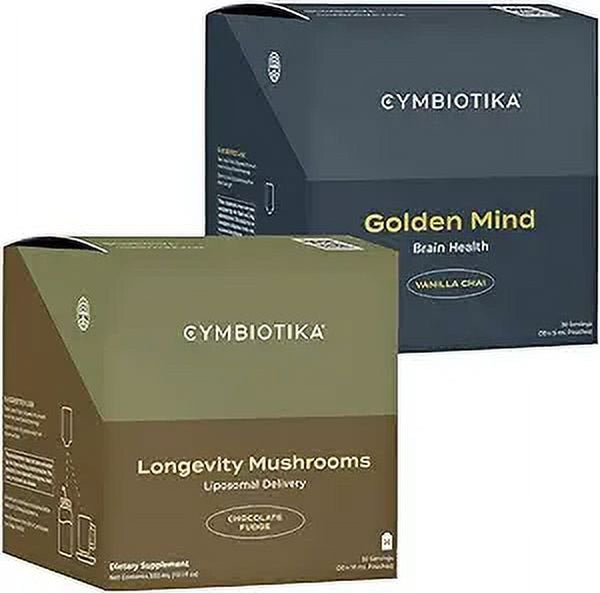 CYMBIOTIKA Liquid Mushroom Supplement & Golden Mind Nootropic Brain Booster Liquid Supplement Bundle, Brain Nootropic & Immune System Booster, Supports Energy & Focus, Reduces Brain Fog, Easy to Use