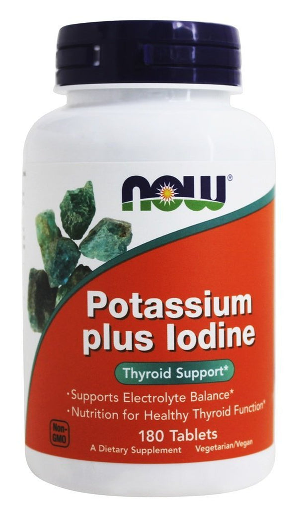 NOW Foods Potassium plus Iodine, 180 Tablets-2 Pack