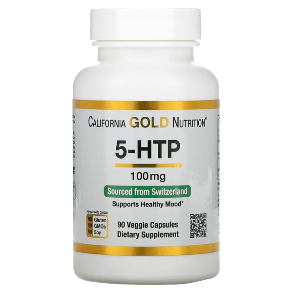 California Gold Nutrition 5-HTP, Mood Support, Griffonia Simplicifolia Extract from Switzerland, 100 Mg, 90 Veggie Capsules
