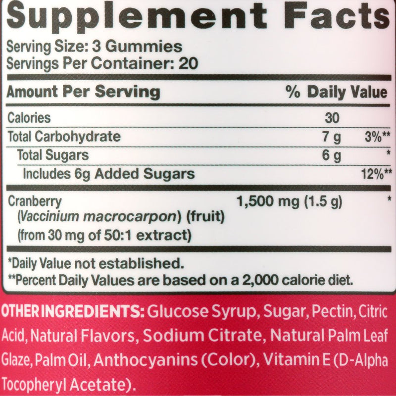 Pink Cleansing Cranberry Gummies, Dietary Supplement, 60 Count