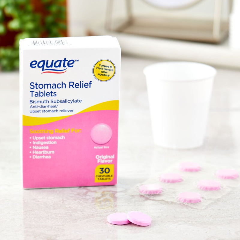 Equate Stomach Relief Chewable Tablets, 262 Mg, 30 Count