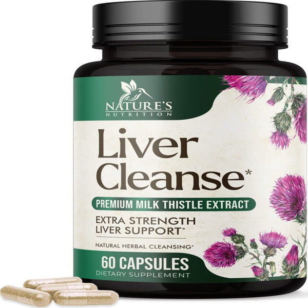 Gentle Liver Cleanse Detox & Repair Formula - Herbal Liver Support Supplement: Milk Thistle with Silymarin, Artichoke Extract, Dandelion, Beet, Chicory Root, & Turmeric for Liver Health - 60 Capsules