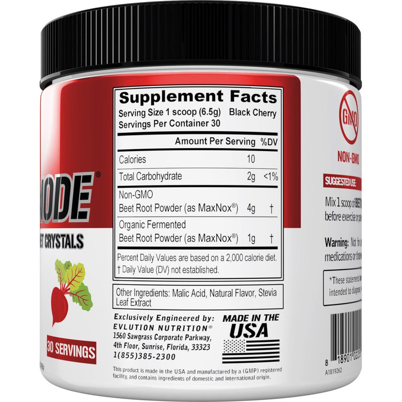 Evlution Nutrition Beetmode Beet Root Powder Nitric Oxide Booster for Enhanced Energy and Pumps - Pre Workout Powder Beets Supplement - Black Cherry