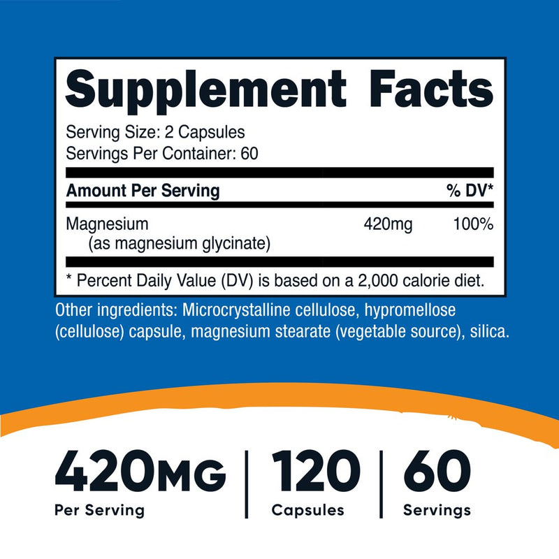 Nutricost Magnesium+ Extra Strength 420Mg, 120 Capsules - 60 Servings. Magnesium Glycinate, Oxide - Non-Gmo, Gluten Free, Vegan Friendly