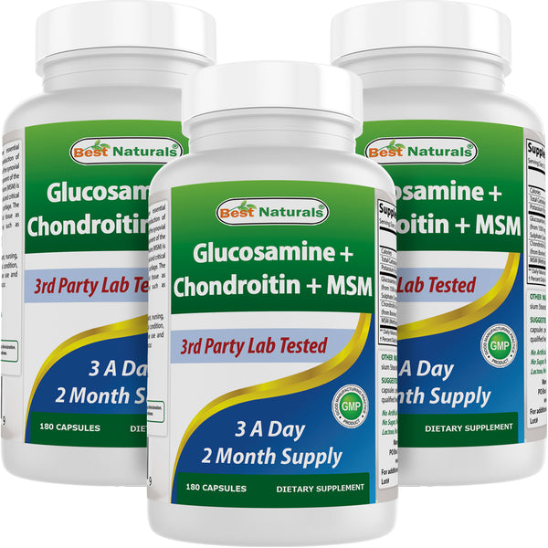 3 Pack Best Naturals Glucosamine, Chondroitin & MSM 180 Capsules | Joint Support