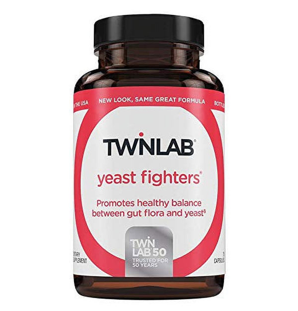 Twinlab Yeast Fighters Fiber Supplement - Prebiotics and Probiotics for Gut Health & Digestive Health - Probiotic Featuring Lactobacillus Acidophilus & Psyllium Husk - (75 Caps) - (Pack of 1)