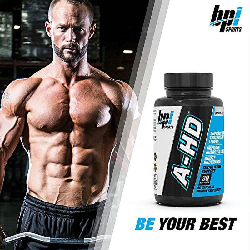 BPI Sports A-HD Â€“ Testosterone Booster for Men - Muscle Recovery Testosterone Support Supplement for Men - Natural Stamina, Metabolism Support - 30 Servings