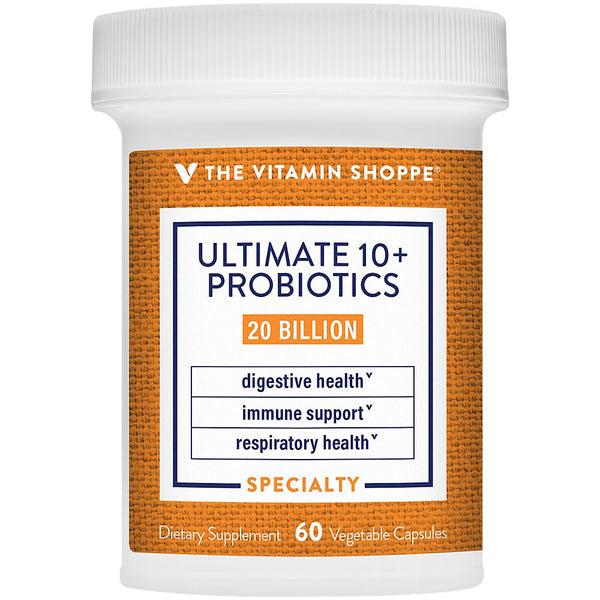 Ultimate 10+ Probiotics, 20 Billion Cfus for Digestive Health, Immune Support and Respiratory Health (60 Vegetable Capsule) by the Vitamin Shoppe
