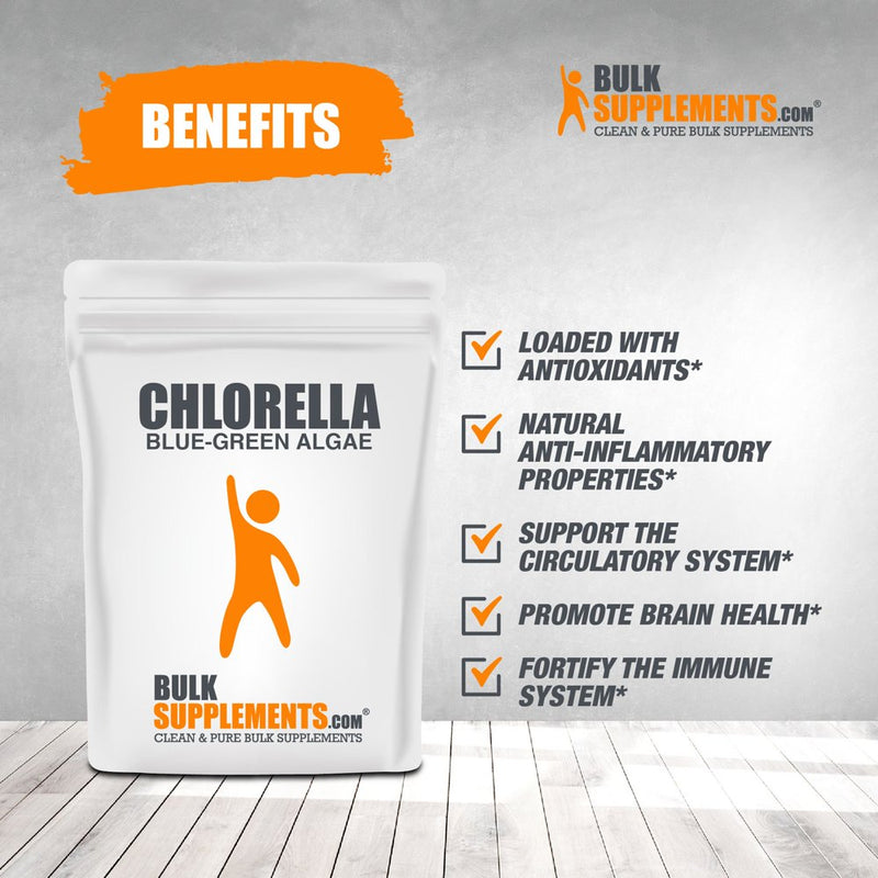 Bulksupplements.Com Chlorella Powder, 3G - Brain, Immune, & Liver Support (100G - 33 Servings)