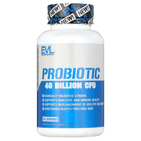 Probiotic Supplement 40 Billion CFU - Evlution Nutrition Probiotics for Men and Women - Easy to Swallow Veggie Capsules 60Ct for Digestive and Immune Support