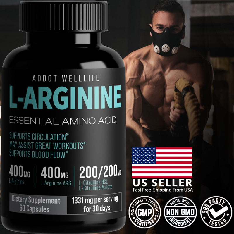 L-Arginine Complete, Nitric Oxide Supplement for Mens Health - L-Arginine, L-Arginine AKG, L- Citrulline HCL, Beta-Alanine for Energy, Performance, Stamina, Endurance, Muscle Growth, Vascularity