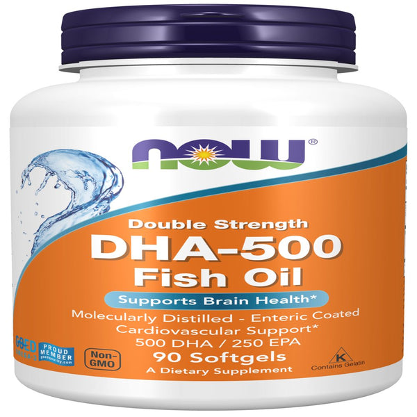 NOW Supplements, DHA-500 with 250 EPA, Molecularly Distilled, Supports Brain Health*, 90 Softgels