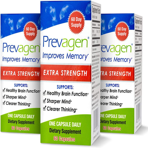 Prevagen Improves Memory - Extra Strength 20Mg, 60 Capsules |3 Pack| with Apoaequorin & Vitamin D | Brain Supplement for Better Brain Health, Supports Healthy Brain Function