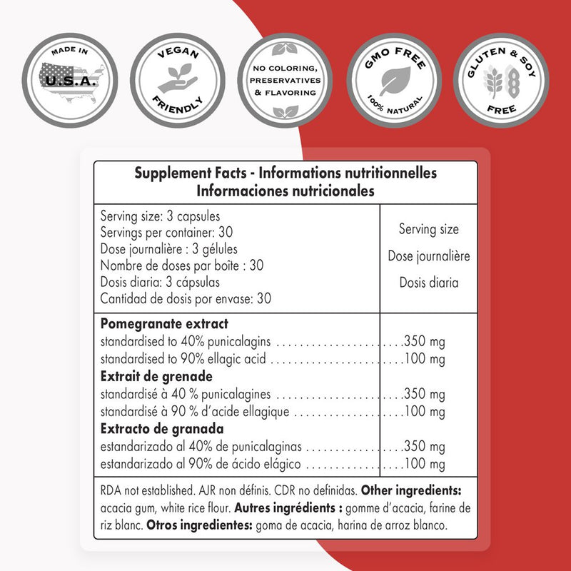 Supersmart - Double Pomegranate (90% Ellagic Acid) - Antioxidant Supplement - Cardiovascular Health - Liver Support | Non-Gmo & Gluten Free - 90 Vegetarian Capsules