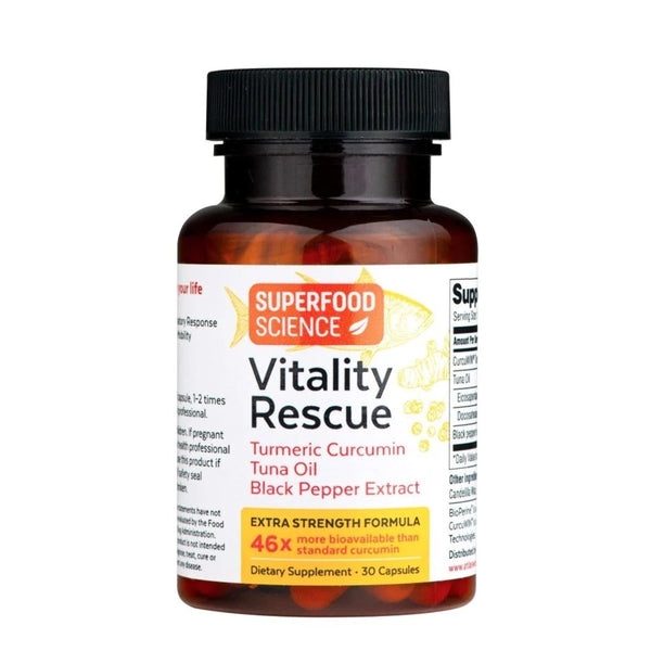 Superfood Science Vitality Rescue Turmeric Curcumin Supplement, 30 Capsules