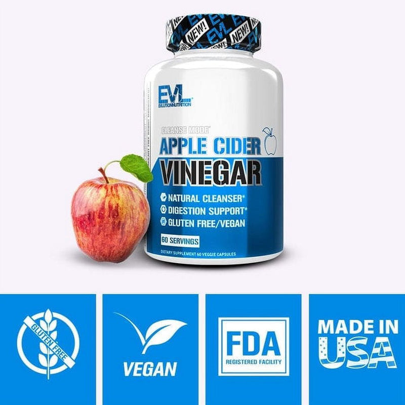 Apple Cider Vinegar Pills for Weight Loss, Detox & Cleanse - Pure ACV Supplement for Women & Men - EVL Apple Cider Vinegar with the Mother 60Ct Capsules