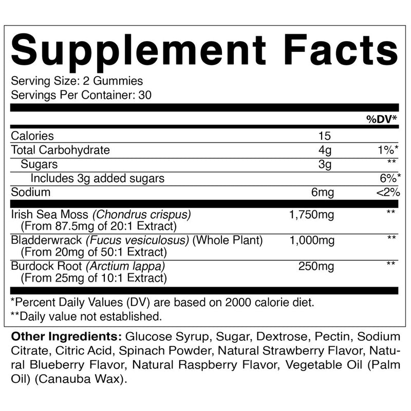 2 Pack Vitamatic Irish Sea Moss Gummies - 3000 Mg - 60 Vegan Gummies - Made with Bladderwrack & Burdock Root - Seamoss Supplement for Thyroid, Energy, Immune Support