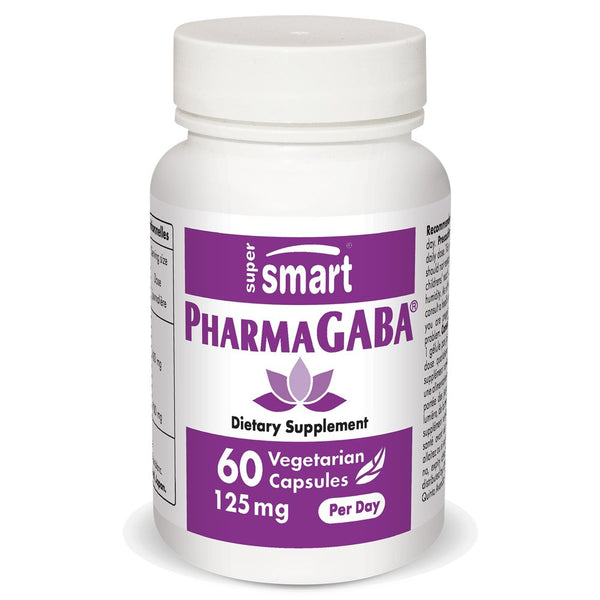 Supersmart - Natural GABA Supplement 125 Mg per Day (Gamma Aminobutyric Acid) - with Pharmagaba - Anxiety & Stress Relief | Non-Gmo & Gluten Free - 60 Vegetarian Capsules