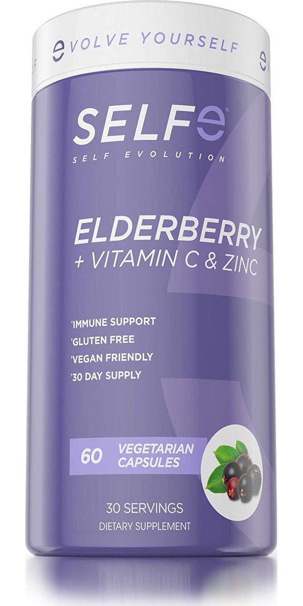 1000mg Premium Elderberry Pills for Adults w/Vitamin C and Zinc for Added Immune Support - Vegan Friendly and Gluten Free - 60 Capsules