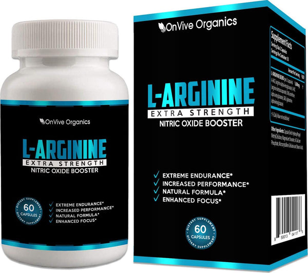 100% Natural L Arginine 1600mg Nitric Oxide Supplements for Men - Extra Strength to Boost Muscle Growth, Blood Flow, Endurance and Focus - Nitric Oxid