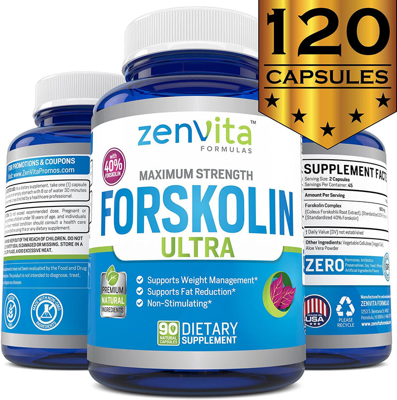 100% Pure Forskolin Extract 600mg - w/ 40% Standardized Forskolin | 90 Capsules