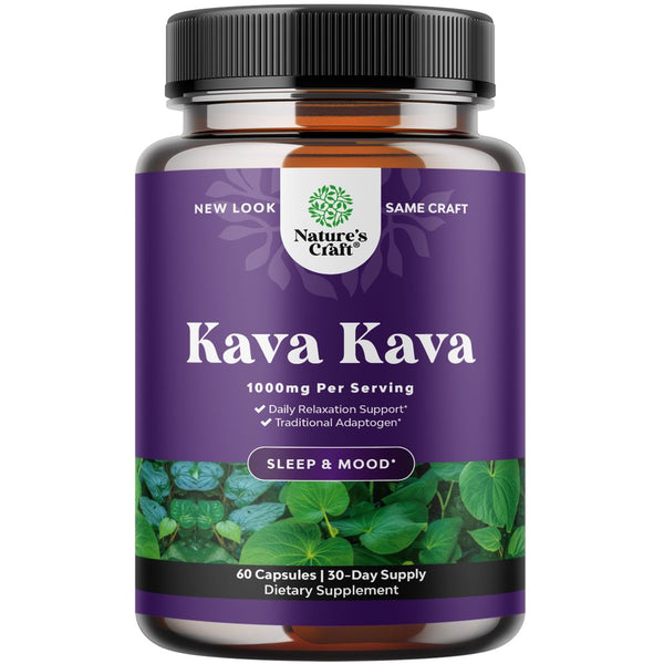 Kava Kava Mood Support Supplement - 1000Mg per Serving Kava Kava Capsules Fast Acting Mood Boost and Relaxing Supplement - Calming Kava Extract Nootropic Supplement for Focus Memory and Brain Support