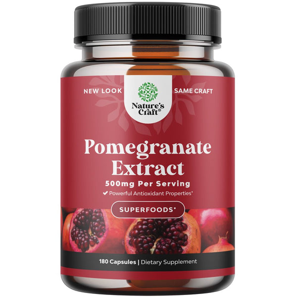 Advanced Antioxidant Superfood Pomegranate Supplement - Natural Pomegranate Extract Polyphenols Supplement for Heart Health and Joint Support - Reds Superfood Powder Capsules for Men and Women 180Ct