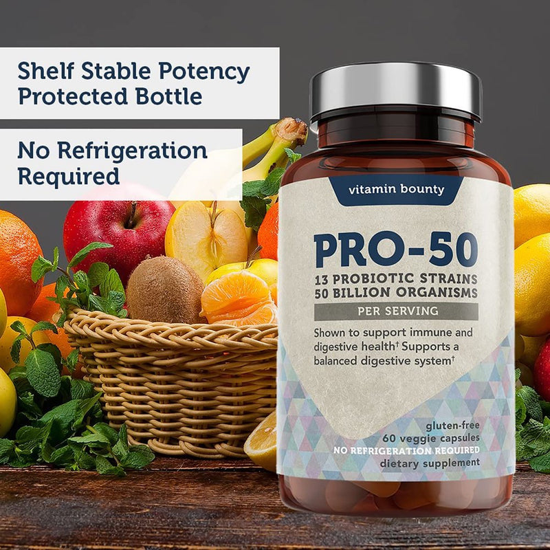 Vitamin Bounty Pro-50 Probiotic, Digestive and Immunity Support, 60 Count