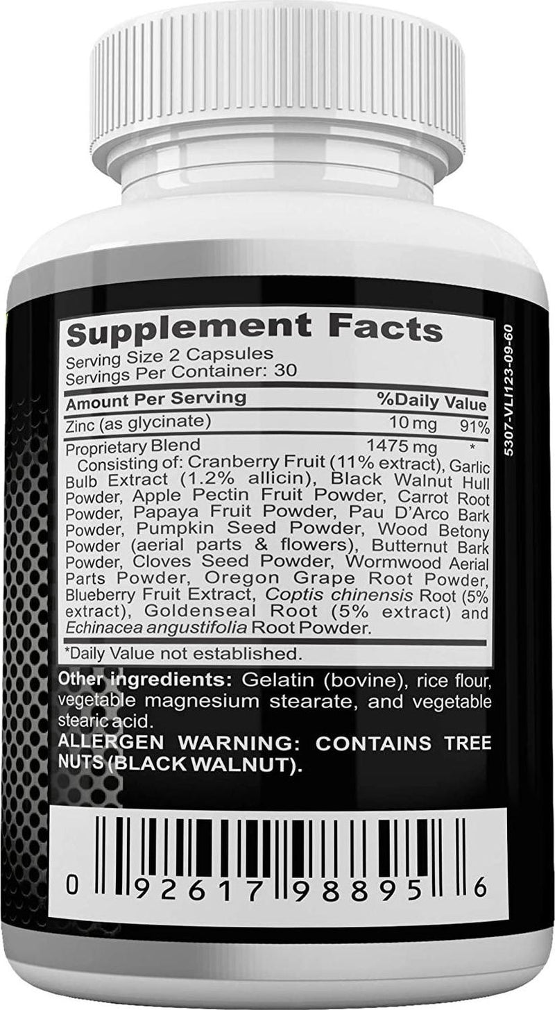 10 Day Intestinal Cleanse Supplement Colon and Detox Cleanse with Black Walnut, Wormwood Powder and Cranberry Extract Advanced Formula for Digestive System Health 60 Capsules by Neonutrix