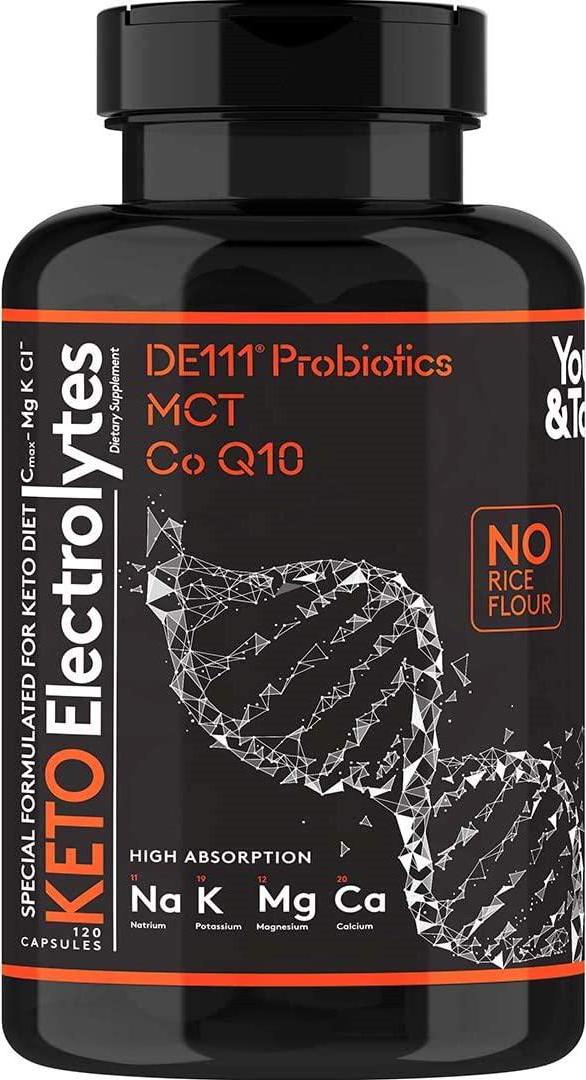 120 MCT Keto Electrolytes Pills | 150 mg Magnesium Probiotics Co Q 10 | Potassium Sodium Chloride Calcium Zinc and D3 Vitamin | Premium Grade Salt Supplement Designed for Low Carbs and Keto Diets