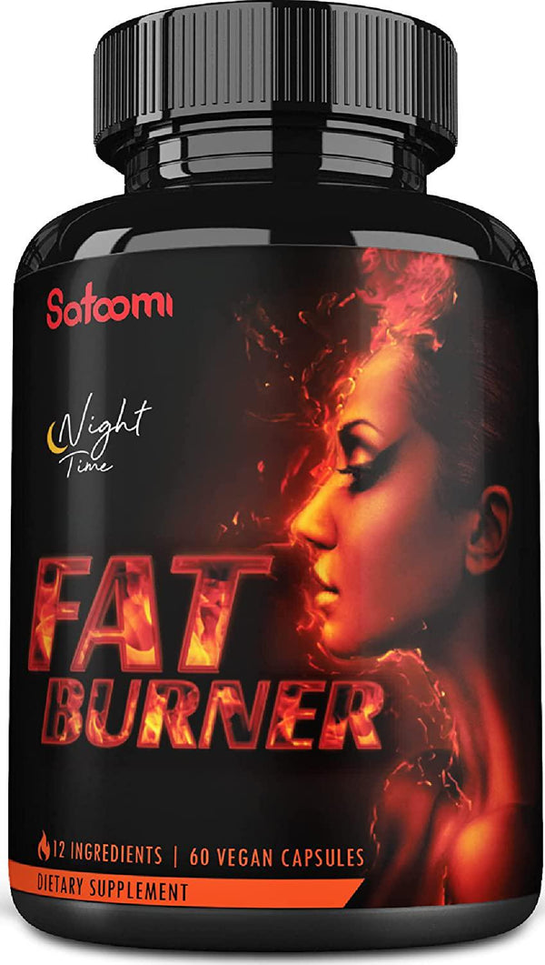 12in1 Night Time Fat Burner for Women - VitaminD.3, Garcinia Cambogia, White Kidney Bean, Ceylon Cinnamon, Gymnema Sylvestre, Lemon Balm - Metabolism and Body Support - 60 Capsules