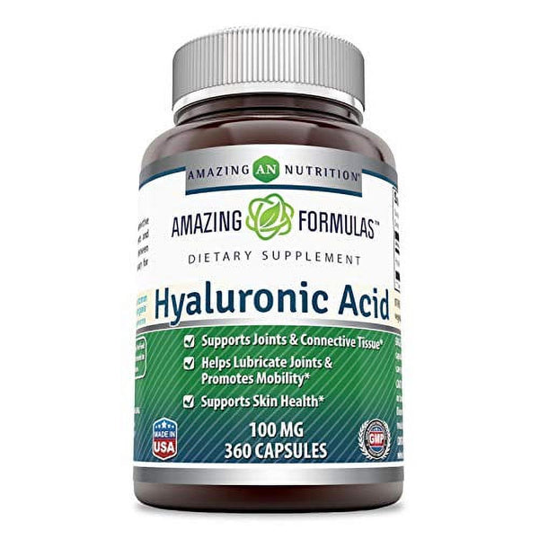 Amazing Formulas Hyaluronic Acid 100 Mg Capsules (Non-Gmo) - Support Healthy Connective Tissue and Joints - Promote Youthful Healthy Skin (360 Count)