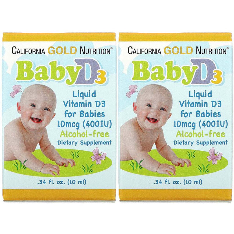 California Gold Nutrition Baby Vitamin D3 Liquid, 10 Mcg (400 IU), 0.34 Fl Oz (10 Ml), 2 Pack