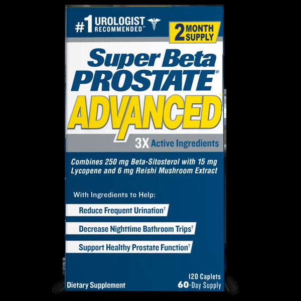 Super Beta Prostate Advanced Male Supplement with Beta-Sitosterol, 120 Caplets, 60 Servings
