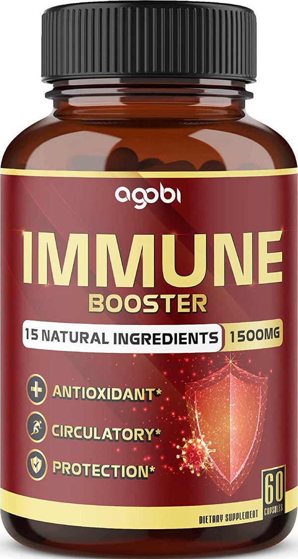15 in 1 Immune Booster Supplement 1500mg - A Natural Immune Defense Promotes Healthy Stress and Inflammatory Response with 15 Herbal Complex - 60 Veggie Capsules